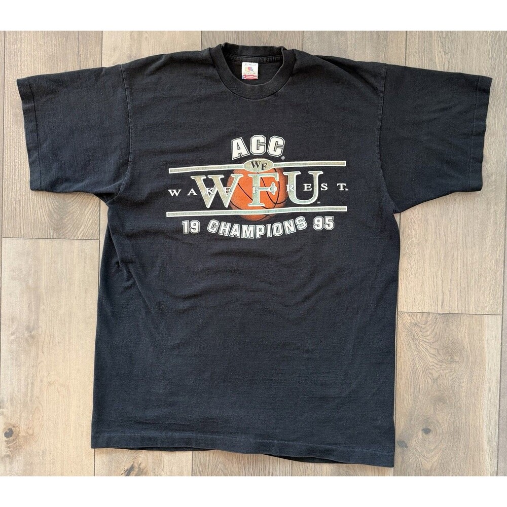 Vintage 1995 Wake Forest ACC Champions T-Shirt Mens XL Single Stitch WFU Duncan